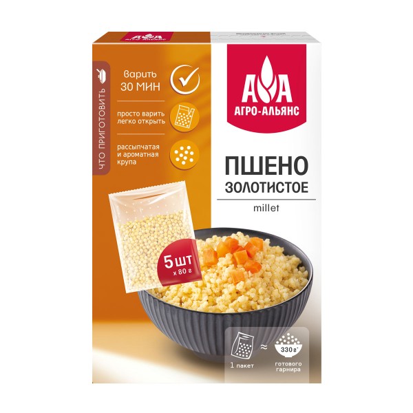 Крупа пшено золотистое Агро-Альянс 5х80г
