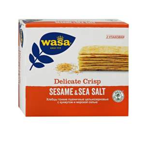Хлебцы цельнозерновые тонкие Wasa 190гр кунжут и морская соль