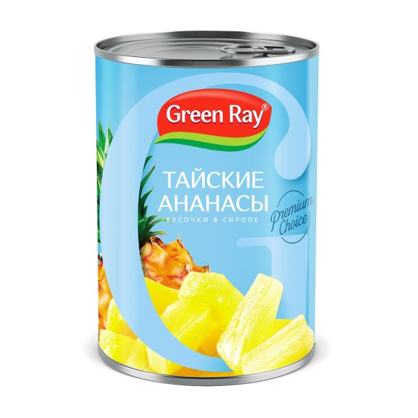 Компот ананасы кусочки Green Ray 580мл