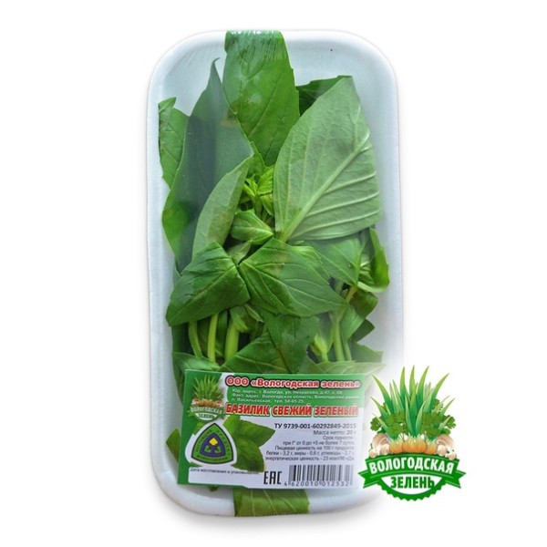Базилик свежий зеленый Вологодская зелень 20г