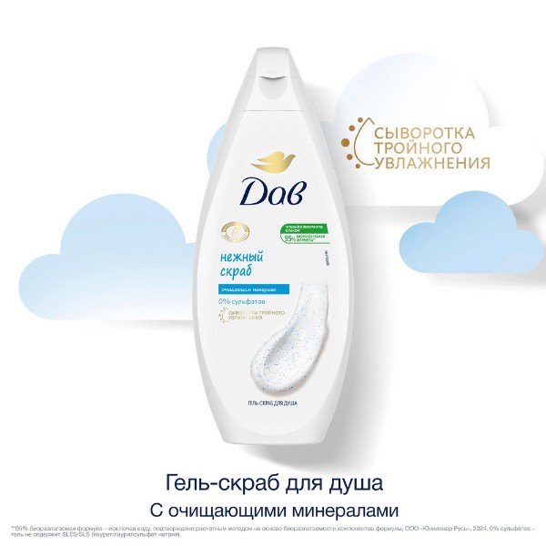 Крем-гель для душа Дав 250мл нежное обновление