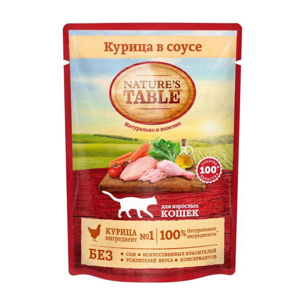 Корм для взрослых кошек Nature's Table 85гр курица в соусе