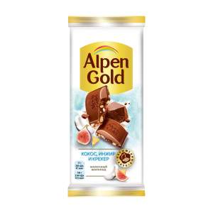 Шоколад молочный Alpen Gold 85гр кокос инжир соленый крекер