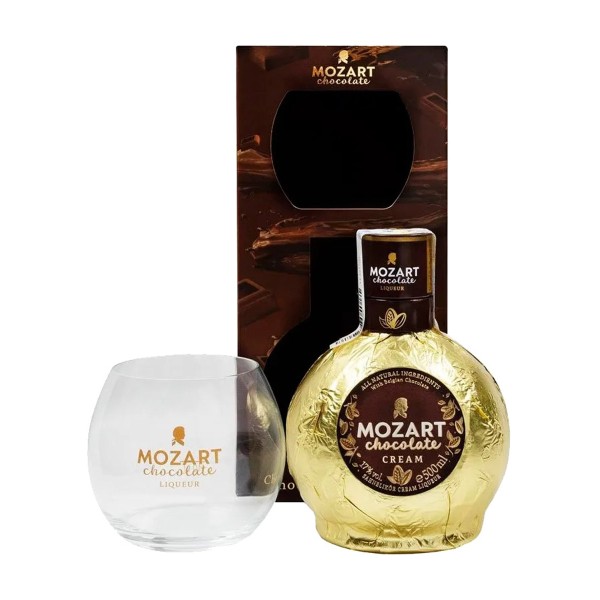 Ликер Mozart Chocolate Cream 17% 0,5л + круглый бокал (подарочная упаковка)