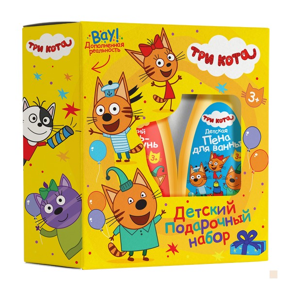 Набор подарочный Три кота Классик: гель-шампунь 250мл+пена для ванны 250мл