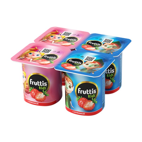 Йогуртный продукт Fruttis kids 110г Campina 2,5% клубника БЗМЖ