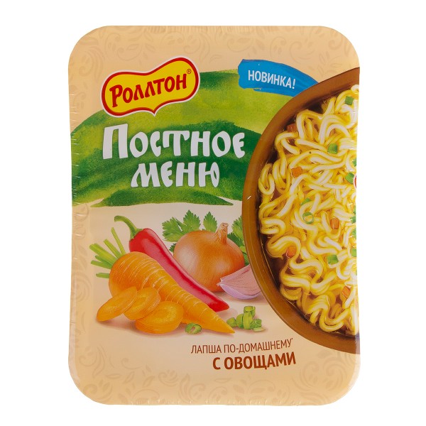 Лапша быстрого приготовления Постоное меню По-домашнему Роллтон 90г с овощами
