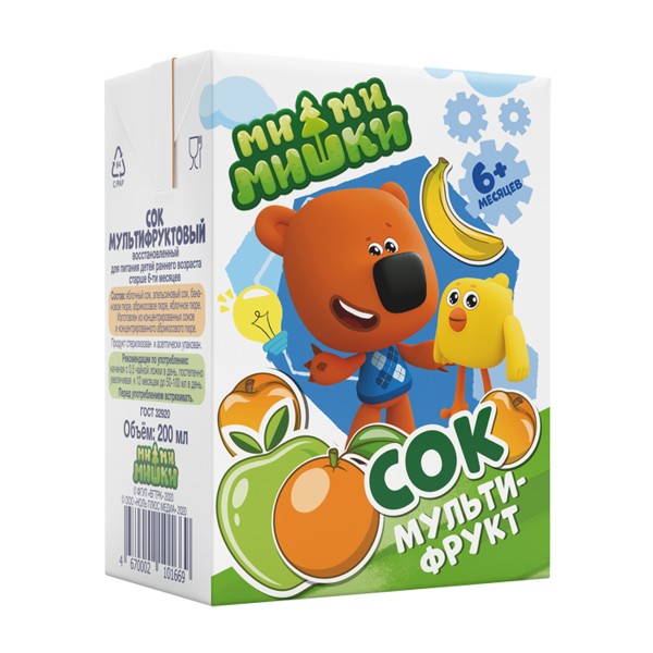 Дет.пит. (комплекс-агро) сок "ми ми мишки" мультифрукт 0,2л