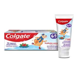 Зубная паста Colgate 6-9 детская с фторидом со вкусом клубники и мяты 60 мл