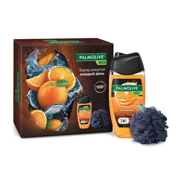 Набор подарочный Palmolive Men Цитрусовый заряд: гель для душа 250мл+мочалка