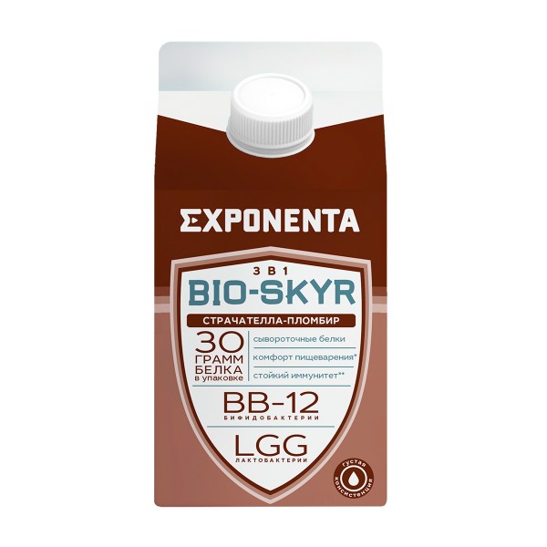 Напиток Exponenta Bio-skyr кисломолочный обезжиренный 500г страчателла-пломбир БЗМЖ