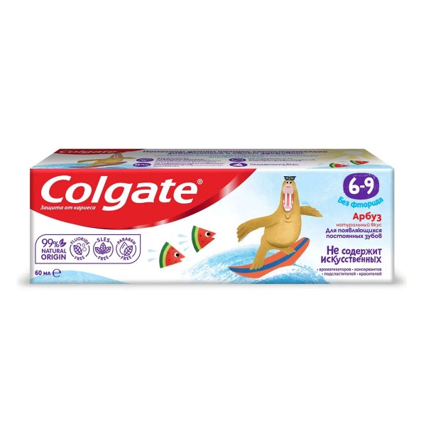 Паста зубная Colgate детская без фторида арбуз 6-9лет 60мл