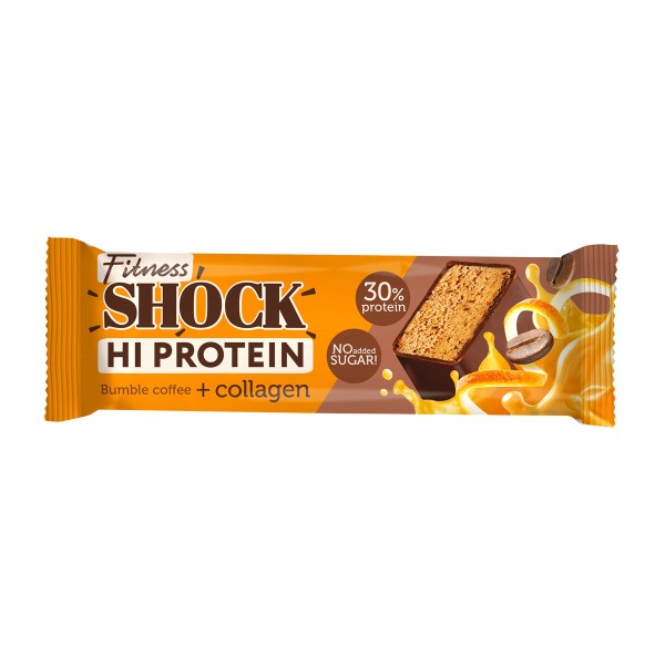 Батончик Hi protein+collagen FitnesShock 40г кофе-апельсин