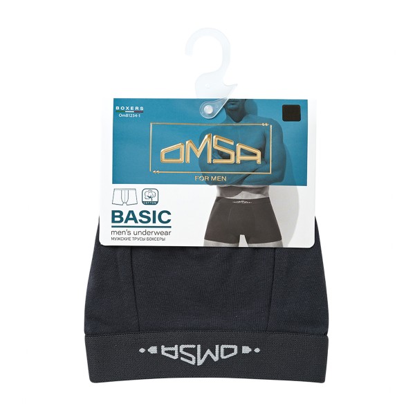 Трусы-боксеры с откр резинкой Omsa for men antracite 48(l)