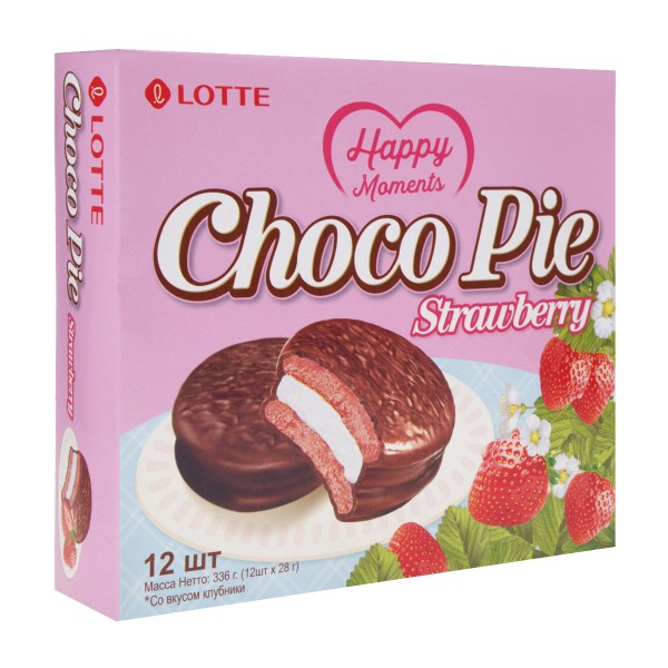 Печенье Choco Pie Lotte 12штх28гр клубника