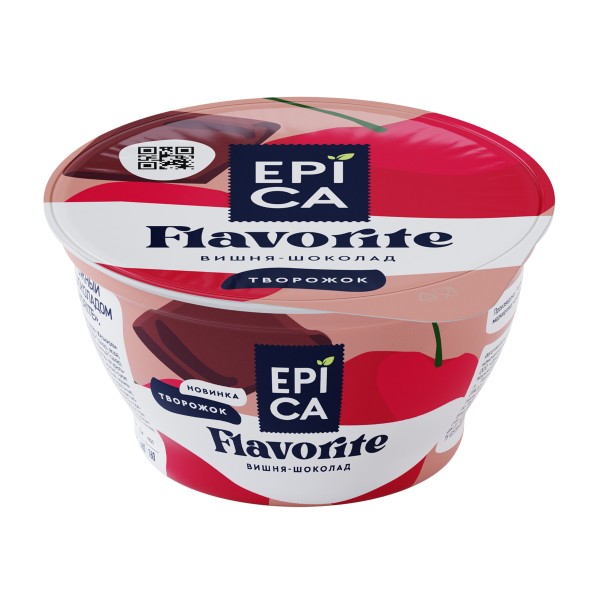 Десерт творожный Epica Flavorite 130г Эрманн 8,1% вишня и шоколад БЗМЖ