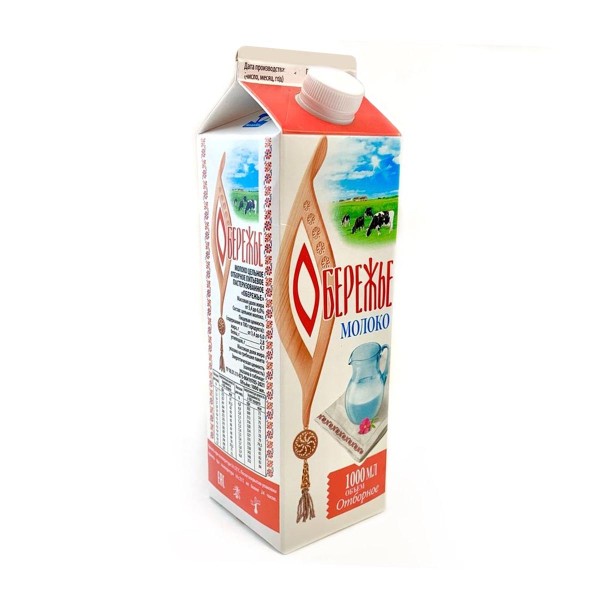 Молоко Обережье отборное цельное 3,4-6% Ярмолпрод 1л БЗМЖ
