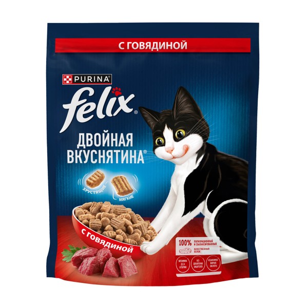 Корм для кошек Felix Двойная вкуснятина 600г с говядиной