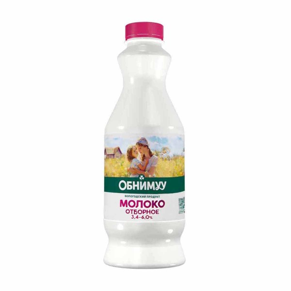 Молоко Обнимуу отборное пастеризованное 3,4-6% Череповецкий молочный комбинат 1400мл БЗМЖ
