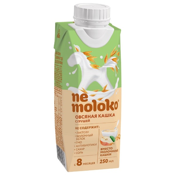 Каша овсяная безмолочная с 8 месяцев Nemoloko 0,2л с грушей