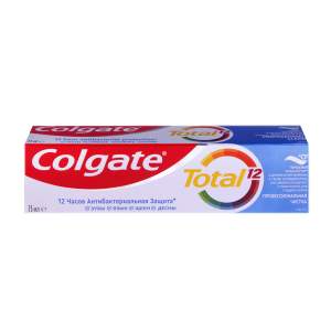 Зубная паста Colgate Total 12 Профессиональная Чистка с специальным ингредиентом для гладких и блестящих зубов, а также с цинком и аргинином для антибактериальной защиты всей полости рта в течение 12 часов 75 мл
