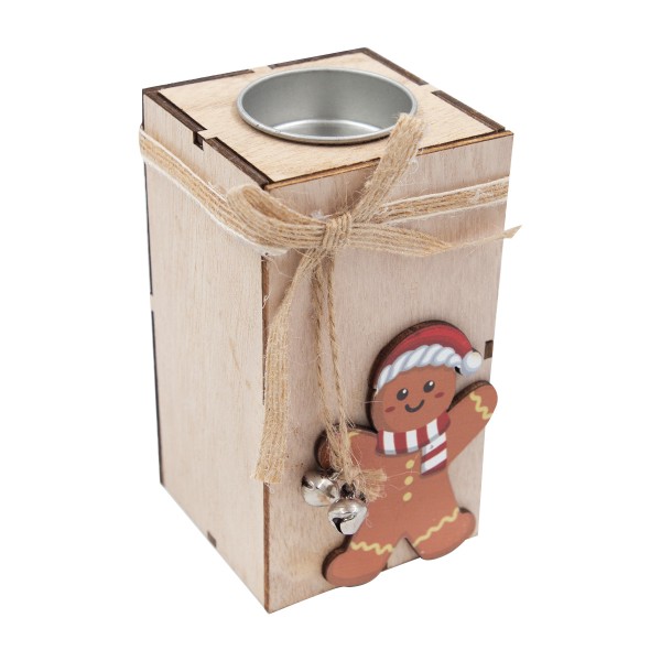 Подсвечник новогодний деревянный 15см