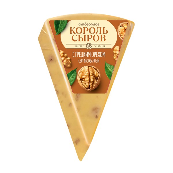 Сыр Король сыров с грецким орехом 45% Сыробогатов 180г БЗМЖ
