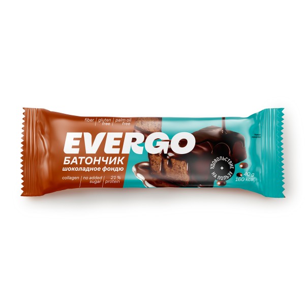 Батончик с высоким содержанием белка Evergo 40г шоколадное фондю