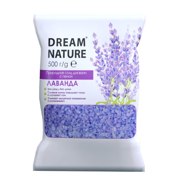 Соль для ванн Dream Nature с пеной 500г лаванда