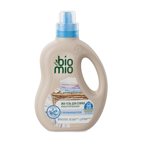 Гель для стирки и пятновыводитель BioMio2-in-1 без запаха 900мл