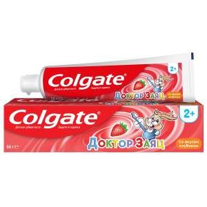 Зубная паста детская Colgate Доктор Заяц, защита от кариеса, с фторидом, со вкусом клубники 50 мл