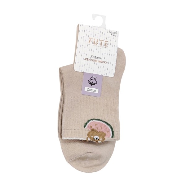 Носки женские однотонные с принтом лапша р.36-40 Fute