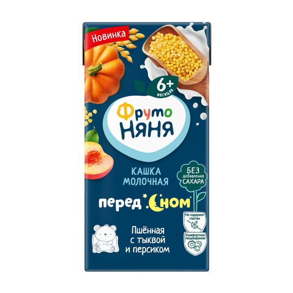 Каша жидкая молочная Фрутоняня 0,2л пшенная с тыквой и персиком БЗМЖ