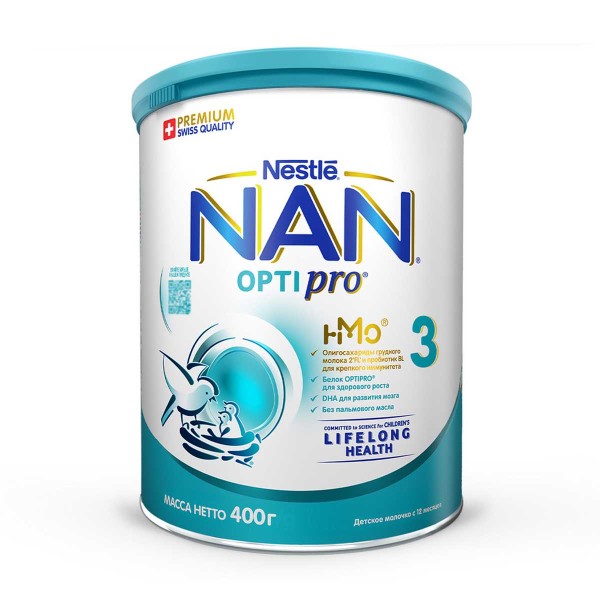 Смесь сухая молочная Nan-3 Optipro Premium 400г с 12ти месяцев