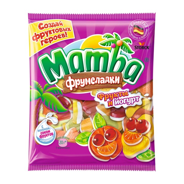 Мармелад жевательный Фрумеладки Mamba 140г фрукты и йогурт