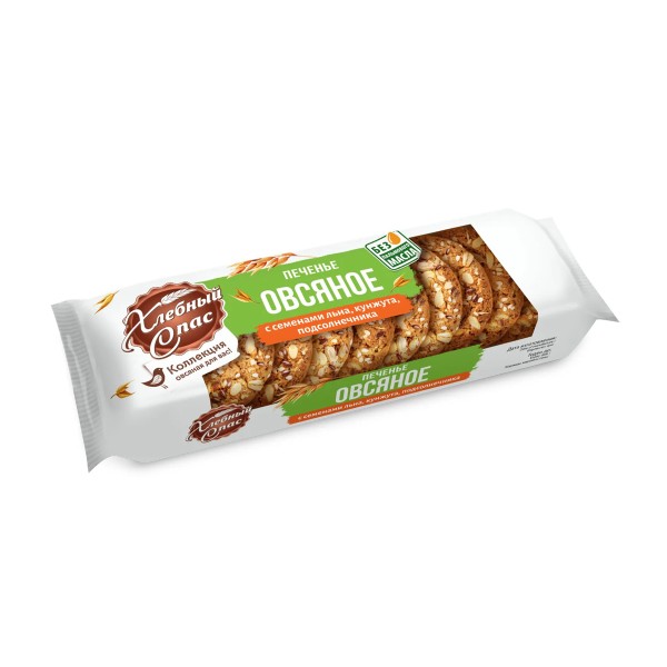 Печенье Овсяное с семенами льна, кунжута и подсолнечника Хлебный спас 230г