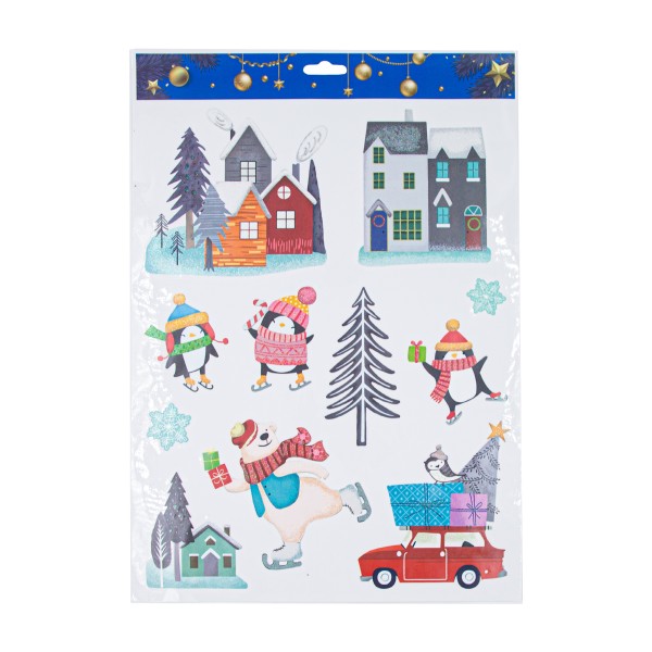 Набор наклеек новогодних цветной 41х29см новогодние домики