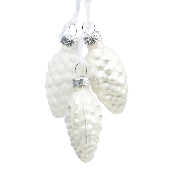 Украшение подвесное из стекла Шишки 2,5х6х2,6см 3шт Magic Time