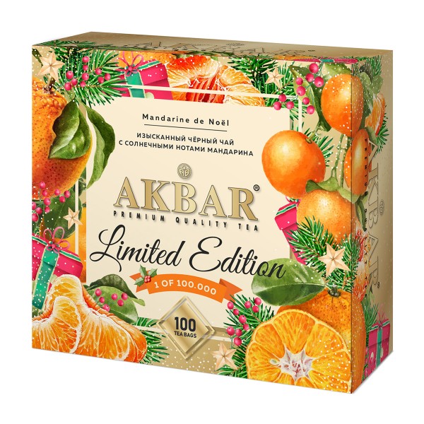 Чай черный Akbar Рождественский мандарин 100пак