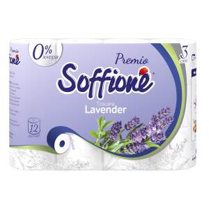 Бумага туалетная Soffione Premio Lavender 3 слоя 12 рулонов