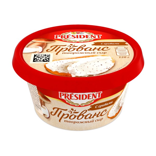 Сыр-мусс творожный President Прованс с грибами 60% 120г БЗМЖ