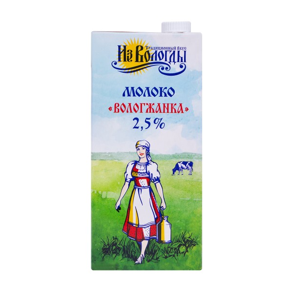 Молоко ультрапастеризованное 2,5% Вологжанка 1л БЗМЖ
