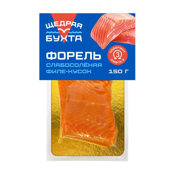 Форель филе-кусок с кожей слабой соли Щедрая бухта 150г