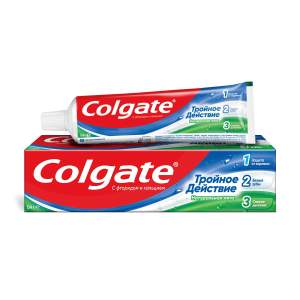 Зубная паста Colgate Тройное действие Натуральная мята для защиты от кариеса, удаления потемнений с зубов и свежего дыхания 100 мл