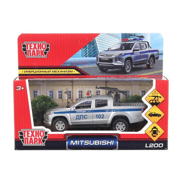 Машина Mitsubishi L200 Pickup Полиция металлическая 13см Технопарк