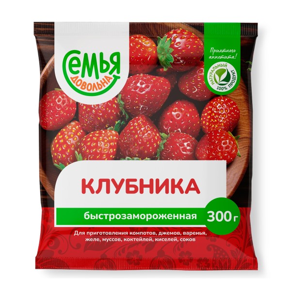 Клубника замороженная Семья довольна 300г