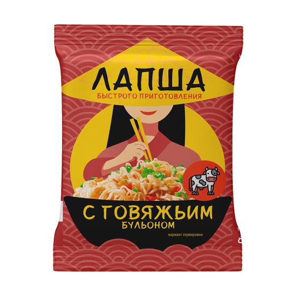 Лапша быстрого приготовления с говяжьим бульоном 60г