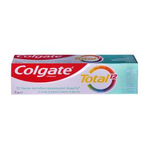 Зубная паста Colgate Total 12 Профессиональная Чистка (гель) с специальным ингредиентом для гладких и блестящих зубов, а также с цинком и аргинином для антибактериальной защиты всей полости рта в течение 12 часов 75 мл