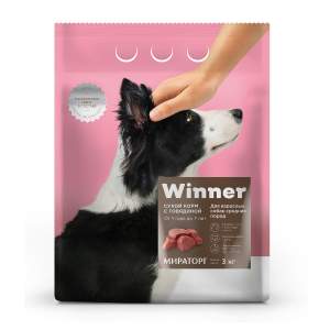 Корм Winner для взрослых собак средних пород с говядиной 3кг