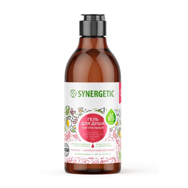 Гель для душа Synergetic 380мл пачули и ароматный бергамот